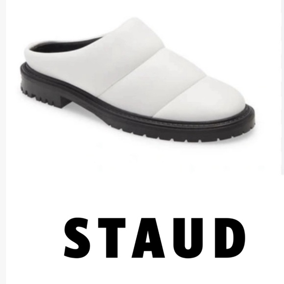 STAUD Astro Womens White Leather Slip On Mules size 37 - Picture 1 of 13